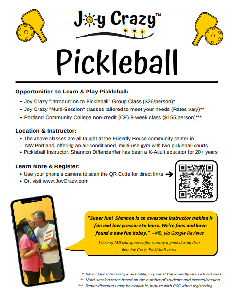 New! PCC Pickleball Class